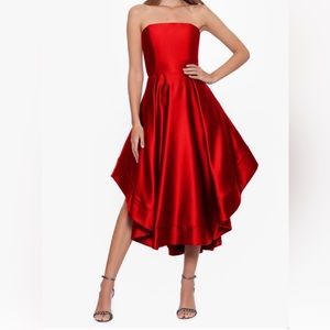 Betsy&Adam red strapless midi dress